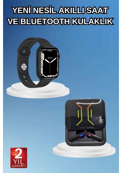 Bluetooth Bağlantılı Kablosuz Kulaklık Ve Yeni Nesil Akıllı Saat 5.0 Bluetooth