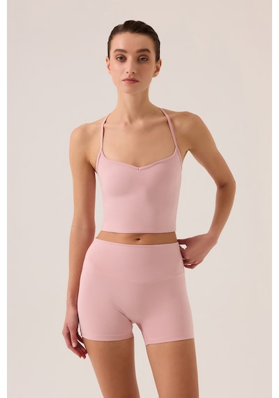 Los Ojos X Ece Pembe Yüksek Bel Kısa Tayt Mono Biker Pembe Pembe