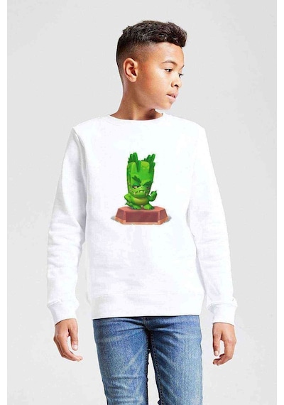 Tshirthane Donna Zooba Battle Royale Baskılı Unisex Çocuk Beyaz Sweatshirt Beyaz