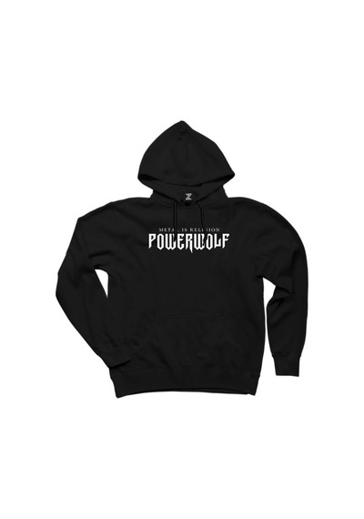 Powerwolf Logo Siyah Kapşonlu Sweatshirt Hoodie Siyah