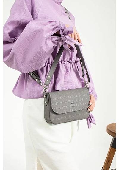 Just Polo Kadın Uzun Ayarlanabilir Askılı Şık El Ve Omuz Çantası Ebat : 23 X 14 Cm Shoulder Bag Gri