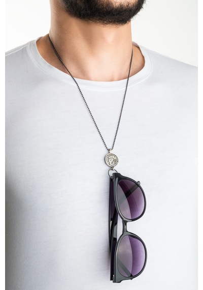 Gladyatör 55 Cm Gümüş Erkek Kolye Ve Gözlük Askısı Gri