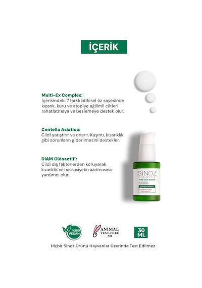 Sinoz Pure Cica Ultra Onarıcı ve Besleyici Bakım Serumu 30 ML
