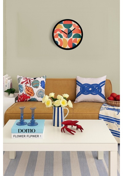 Geometrik Desenli Modern Tasarım Duvar Saati - 25cm - Önü Camlı Siyah Kasa - Sessiz Mekanizma-jh0550 Siyah