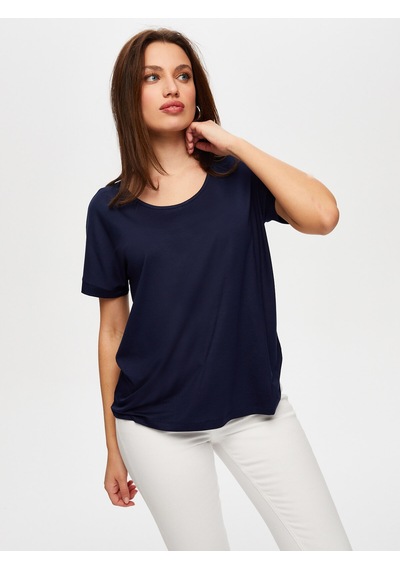 Yuvarlak Yaka Düşük Kollu T-shirt B00003-1 B00003-120 Lacivert