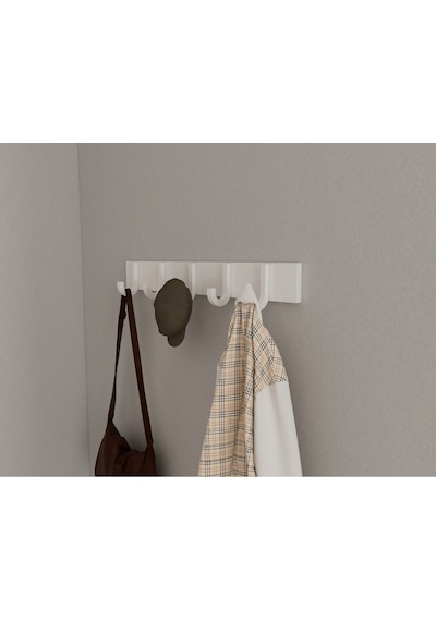 Hepsi3boyutlu Modern Duvar & Kapı Baston Askılık - 5 Adet Beyaz J Askılık - Model No : 6 Beyaz