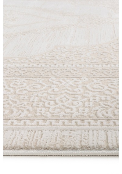 Badelya Home Krem 7105 Modern Desen Doğal Taban Saçaklı Salon Koridor Mutfak Çocuk Oturma Odası Halısı Yolluk 7105krem
