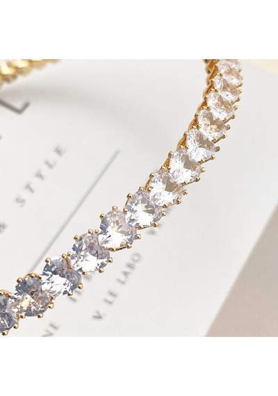 Choker Kolye Kalp Su Yolu Esnek Kelepçe Model Yüksek Kalite 316 L Çelik Gold 39 Cm Gold