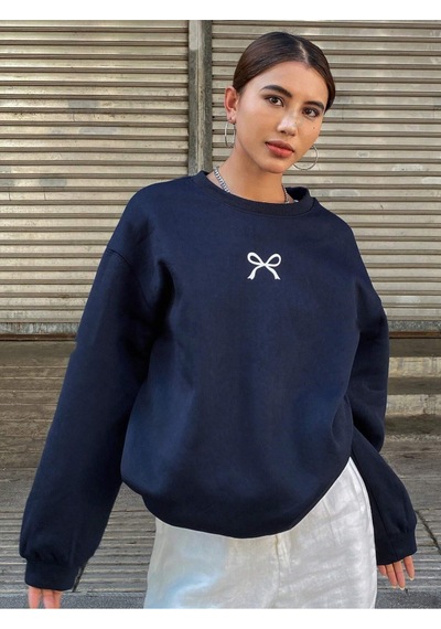 Startmore Lacivert Unisex Erkek/kadın Kurdalye Özel Renkli Oversize Bisiklet Yaka Pamuklu