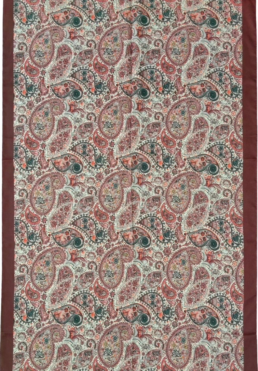Mim Eşarp Vav İpek Soft Pamuklu Etnik Desenli Şal 75x190 Cm Bordo