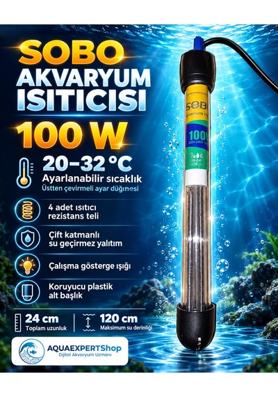 Akvaryum Isıtıcısı - 100w - 20-32c Arası Ayarlanabilir Isıtma - 4 Farklı Rezistans Teli - Çift Katmanlı Su Geçirmez Yalıtım - Koruyucu Plastik Alt Başlık - 24 Cm Akvaryum Isıtıcısı - 100w - 20-32c Arası Ayarlanabilir Isıtma - 4 Farklı Rezistans Teli - Çift Katmanlı Su Geçirmez Yalıtım - Koruyucu Plastik Alt Başlık - 24 Cm