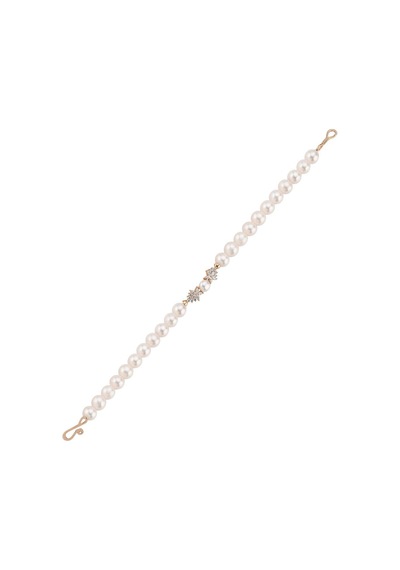 6,5 Mm Zirkon Taşlı Doğal İnci Bileklik 20 Cm / Sarı Sarı Sarı Altın