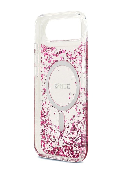 Apple Uyumlu iPhone 17 Air Kılıf Guess Lisanslı M-safe Şarj Özellikli Transparan Resin Bottom Kapak Pembe Pembe