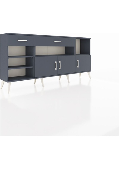 Arges Konsol 5 Raflı 2 Çekmeceli 3 Kapaklı 176x30x83 Antrasit-antrasit/antrasit Antrasit/antrasit