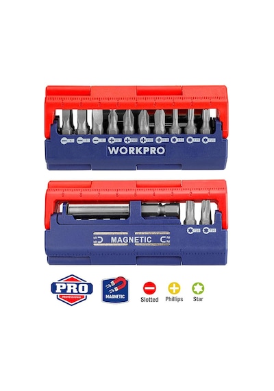 Workpro Wp221062 13 Parça Manyetik Cr-v Vidalama Bits Uç Seti