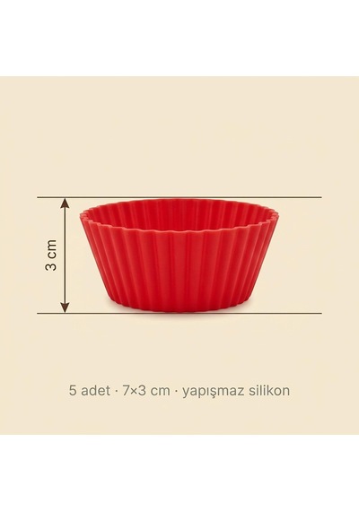 Yumuşak Silikon Muffin Kalıbı 5'li Diğer