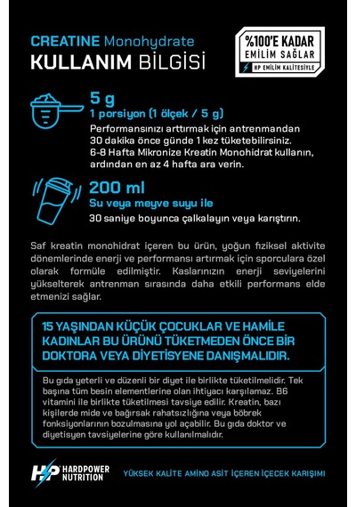 Hardpower Nutrition Creatine 80 Servis Mango Ve Mandalina Aromalı  400 G + Shaker
