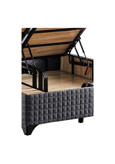 Star 200x200 Cm Çift Kişilik Antrasit Keten Kumaşlı Lüks Baza Ve Başlık Takımı