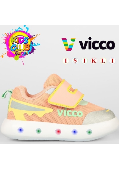Vicco Melodic Işıklı Ortopedik Çocuk Spor Ayakkabı Pudra