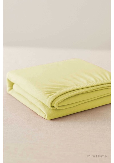 Çift Kişilik Düz Penye %100 Pamuklu Lastikli Çarşaf 160x200 Newsheet Sarı Çok Renkli