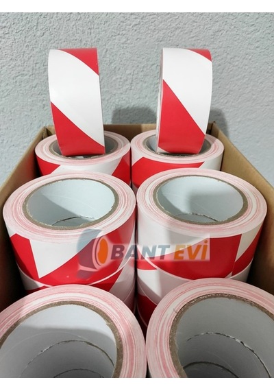 Yer Işaretleme Bandı Kırmızı Beyaz 50Mm X 30Metre