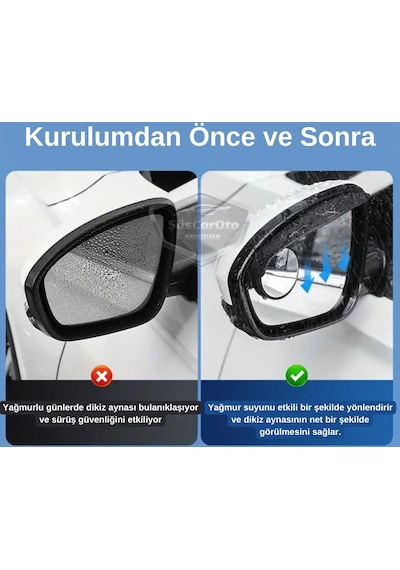Oto Araç Açısı Ayarlanabilir Yuvarlak Kör Nokta Aynası Ve Ayna Yağmur Koruyucu Önleyici Yağmur Siperliği Karbon 00 Şüscaroto Aksesuar