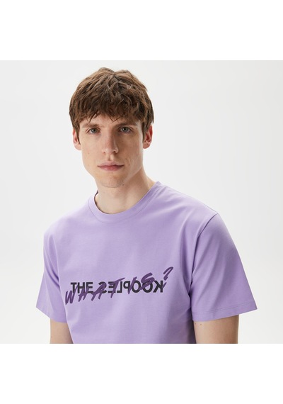 The Kooples Erkek Baskılı Bisiklet Yaka Mor T-shirt