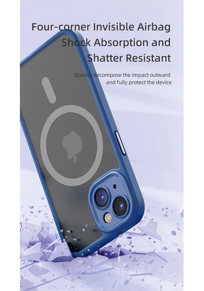 Rock Apple Uyumlu iPhone 14 Plus Anti-drop Lens Korumalı Magsafe Kılıf Mavi Mavi