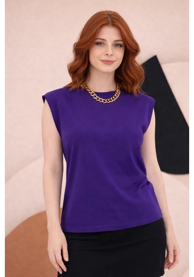 Bbbutikbasic T Kol Penye Bluz Hkn34 Mor
