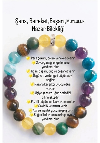 Şans Bilekliği , Başarı, Bereket,  Nazar Bileklik Doğaltaş Çok Renkli