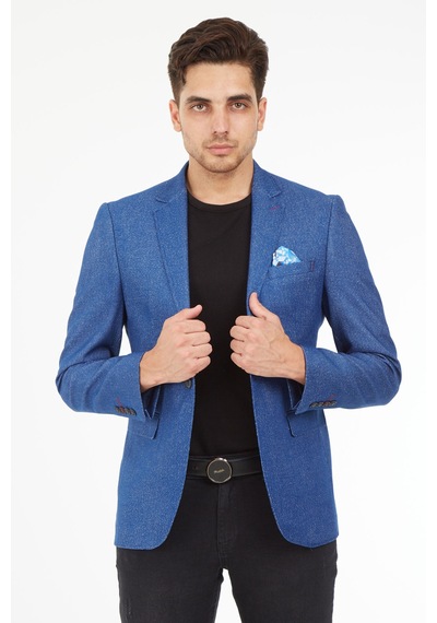 Sposo 5132 Dar Kalıp Yarım Astarlı Açık Lacivert Erkek Blazer Ceket Açık Lacivert