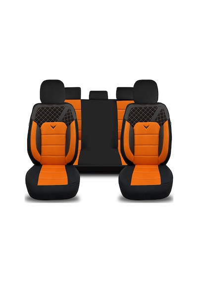 Minderland K1 - Dacia Duster İle Uyumlu Koltuk Kılıfı, Tam Takım/turuncu-siyah