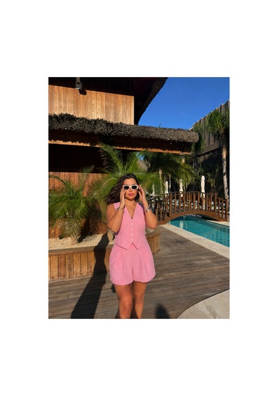 Gigi Wardrobe Monaco Yelek Şort Takım Pembe Pembe