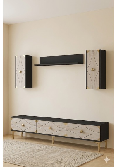 Tvr1897atg Alfa Tv Ünitesi Takımı Antrasit-traverten-gold 180cm