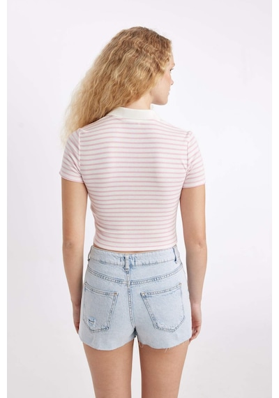 DeFacto Fitted Polo Yaka Fitilli Kaşkorse Kısa Kollu Tişört A0380AX24SMPN614