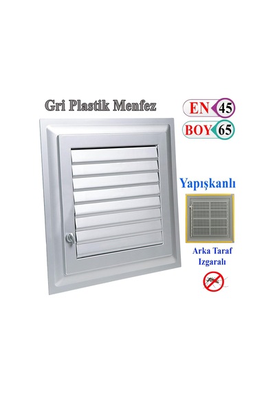 Lexroo Menfez Banyo Wc Tuvalet Havalandırma Plastik Panjur Gri 45x65 Cm