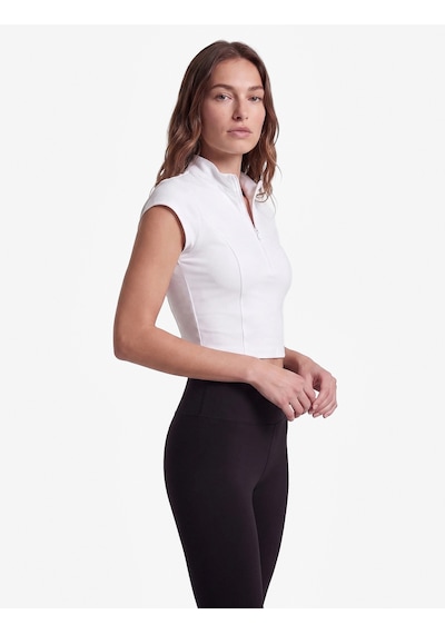 Koton Yarım Fermuarlı Slim Fit Dik Yaka Kısa Kollu Spor Tişört Beyaz 7wak10141nk