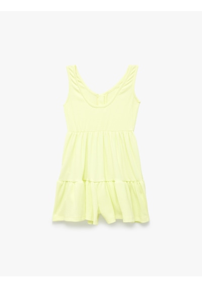 Koton U Yaka Kat Kat Düğmeli Kalın Askılı Mini Tulum Elbise Yeşil 6skg60145ak