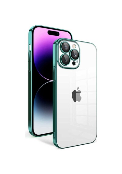 Apple Uyumlu iPhone 13 Pro Max Kılıf Kamera Korumalı Renkli Çerçeveli Zore Garaj Kapak Koyu Yeşil