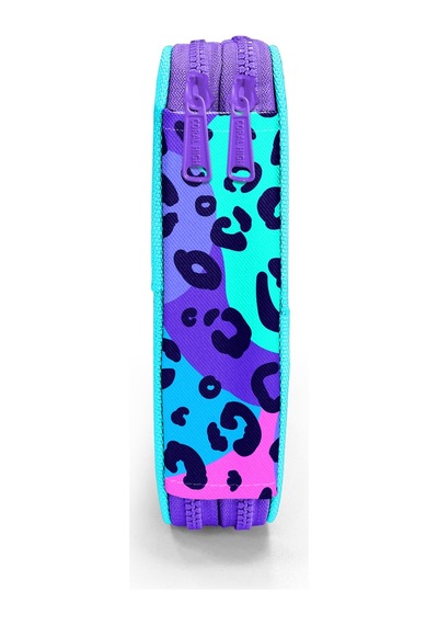 Coral High Mor Leopar Desenli Çift Katlı Kalem Çanta 11132 Mor