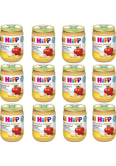 Hipp Kavanoz Maması Organik Elma Ve Muz Püresi 190 G 12 Adet