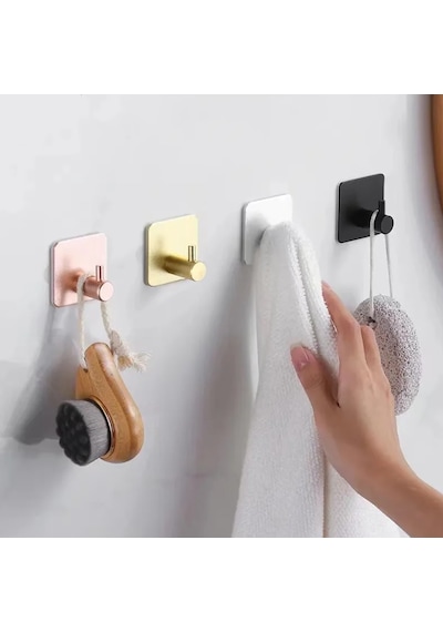 Yapışkanlı Metal Banyo Eşya Askılığı Al4619 2 Adet Pembe