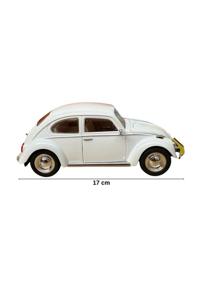 Nostaljik Beetle Vosvos Oyuncak Araba - 17cm Büyük Boy - Sesli Işıklı Ve Sürtmeli - Beyaz Araba Çok Renkli
