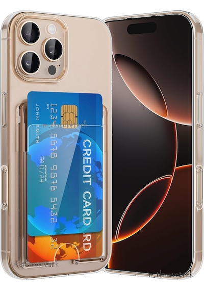 Apple Uyumlu iPhone 16 Pro Max Kılıf Şeffaf Kartlık Bölmeli Yumuşak Silikon