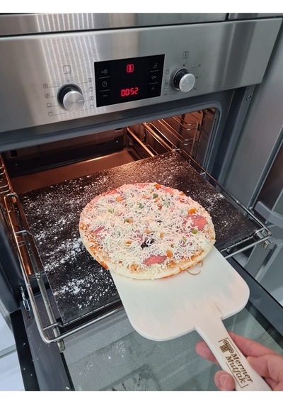 Doğal Bazalt Fırın Pişirme Taşı & Ahşap Fırın Küreği 30X40 + Kürek