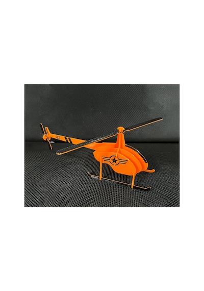 Parlak Turuncu Ve Siyah Kit Kart Helikopter Model - Kendin Yap Dıy Eğlenceli Masaüstü Dekorasyon Süsü, Birleştirilebilir Hafif Taktik Helikopter Maket Oyuncak, Havacılık Koleksiyonu İçin 20x20 Cm