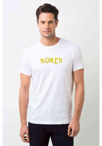 Sherlock Bored Baskılı Beyaz Erkek Tshirt