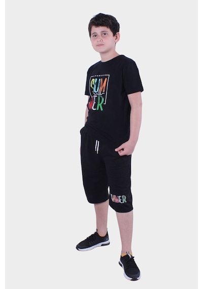 Fyk Kids Erkek Çocuk Alt-üst Kapri-tişört Takım Siyah