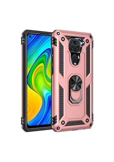 Xiaomi Redmi Note 9 Uyumlu Kılıf Sofya Yüzüklü Silikon Kapak - Rose