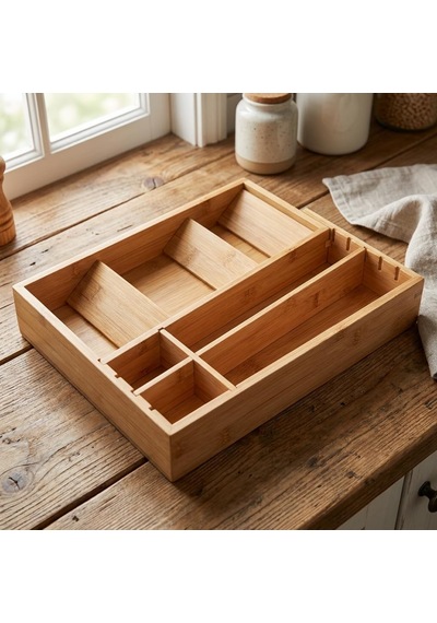 Ayarlanabilir Bambu Kaşıklık Ve Çekmece İçi Organizer - 5-7 Bölmeli Genişleyebilir Çatal Bıçak Diğer